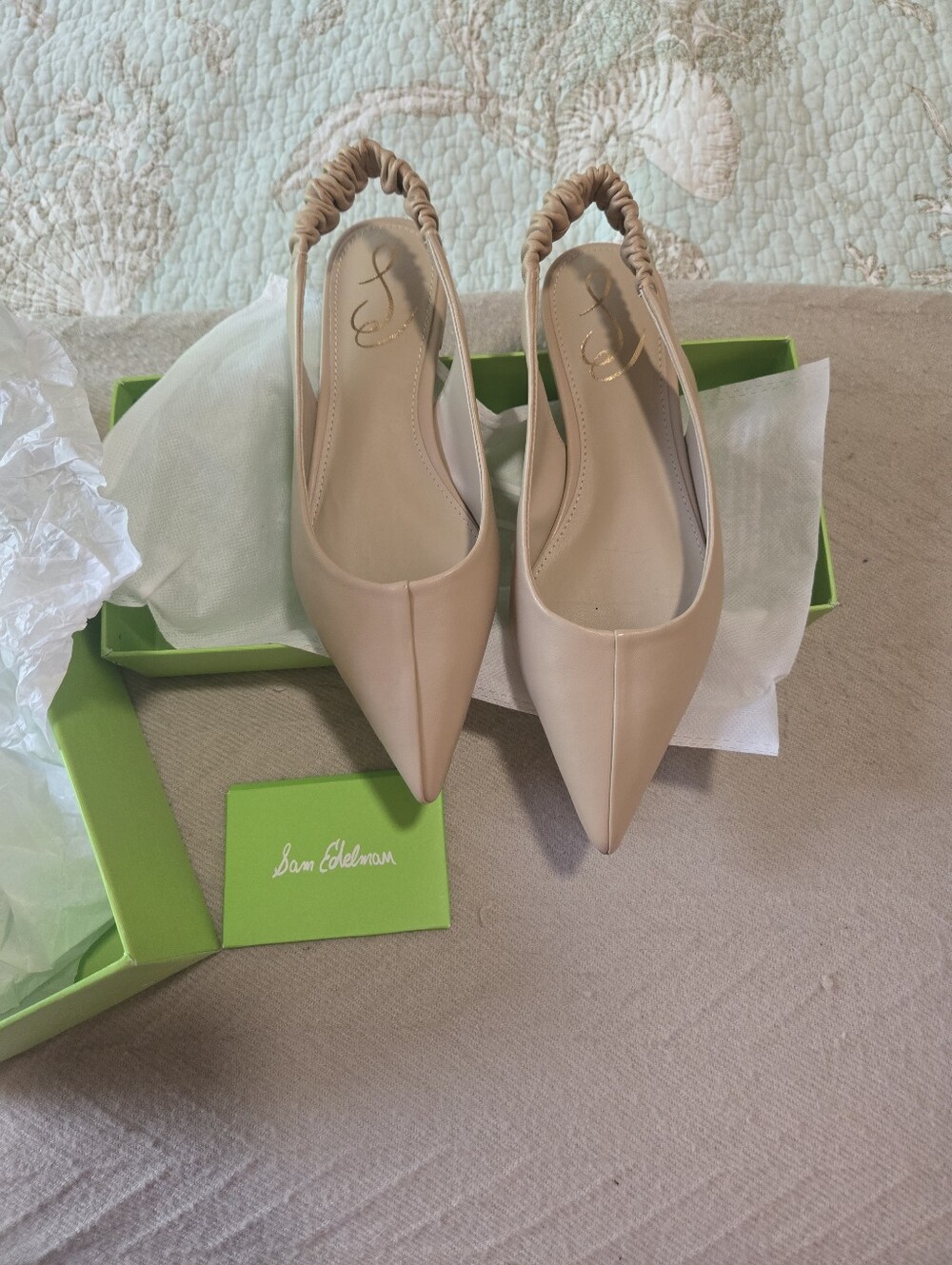 Sam Edelman Nude Pointed Toe Slingback Flats
